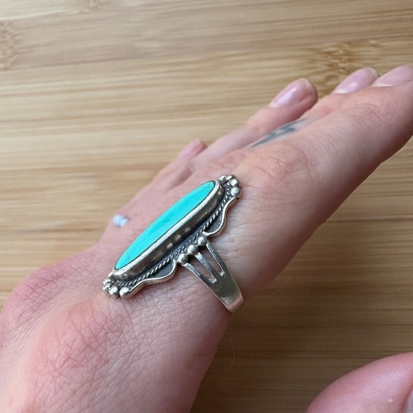 Genuine Turquoise Sterling Silver Ring - Picture 2 of 2